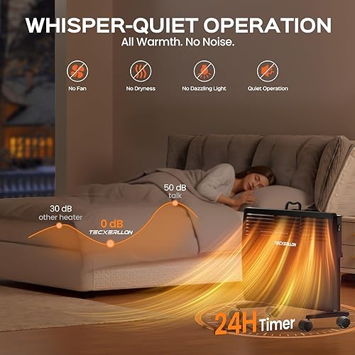 Miniatura 5 de Calentador de espacio de convección de 1500 W para dormitorio, sala de estar y oficina, calentador de espacio de convección con termostato,