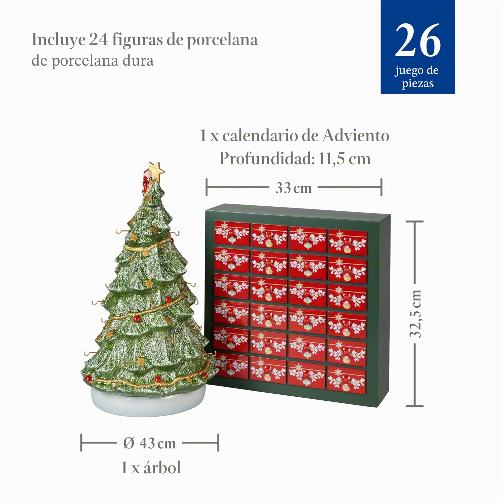 Villeroy & Boch Christmas Toys Memory Calendario de Adviento Árbol 3D 25 x 32 x 43 cm
