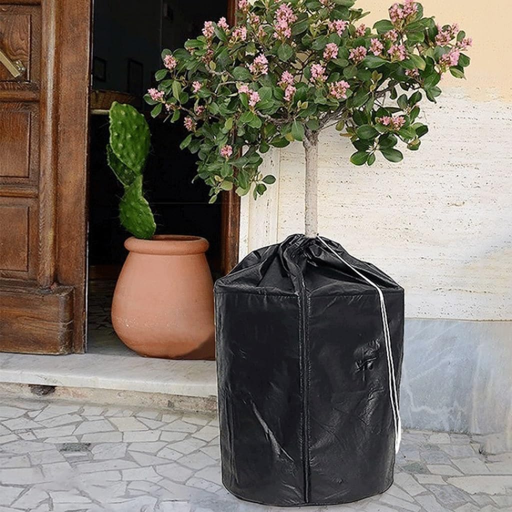Potted with Drawstring Anti-Freeze Cover, for Home Garden Frost Shrub Covering Winter Wooden Plants Drawstring 45×55cm