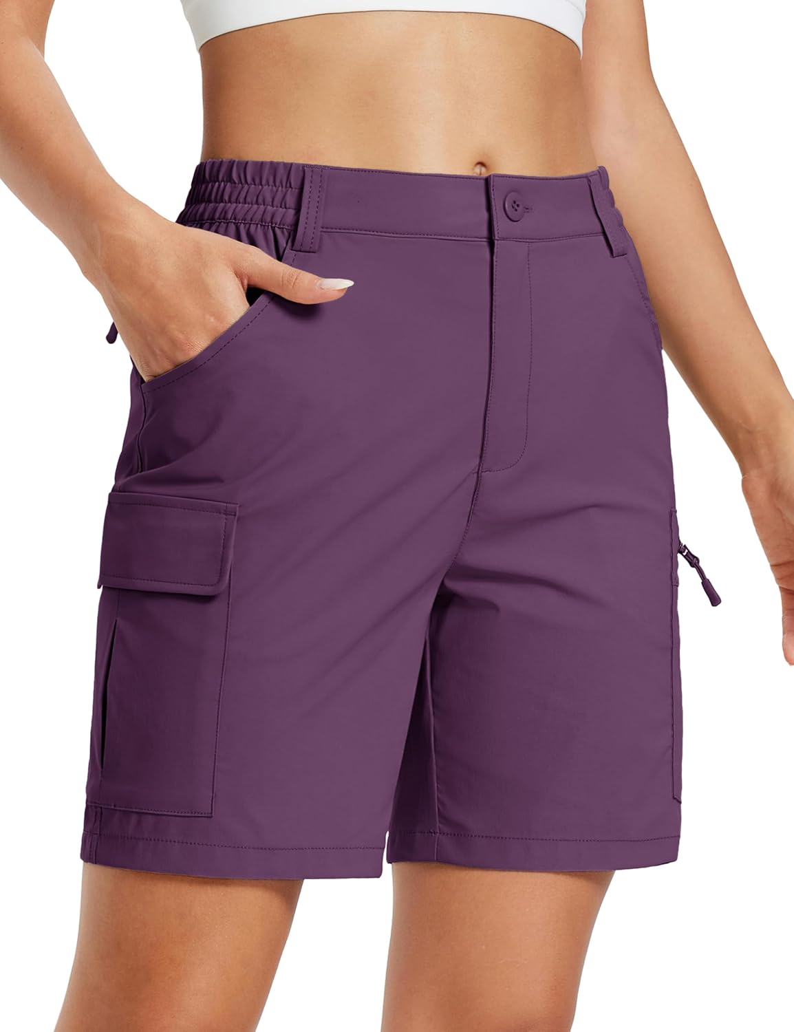 MAGCOMSEN Womens 7" Hiking Cargo Shorts Quick Dry Lightweight Shorts with Pockets for Summer Golf Casual Travel Outdoor