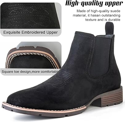 Men's Chelsea Boots Suede Ankle Boots - Comfortable Slip On Boots Dress Boots for Leisure and Work