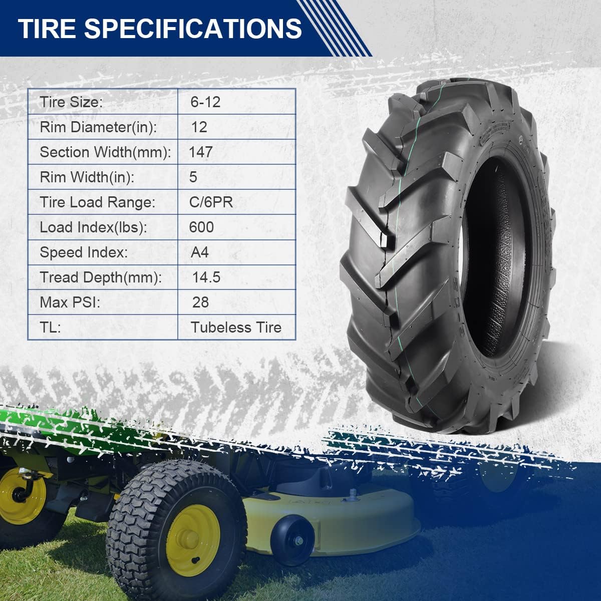 Buy MaxAuto Farm Tractor Tire 612 Replace Kubota 7100 Series H167,2Pcs Online at Lowest Price