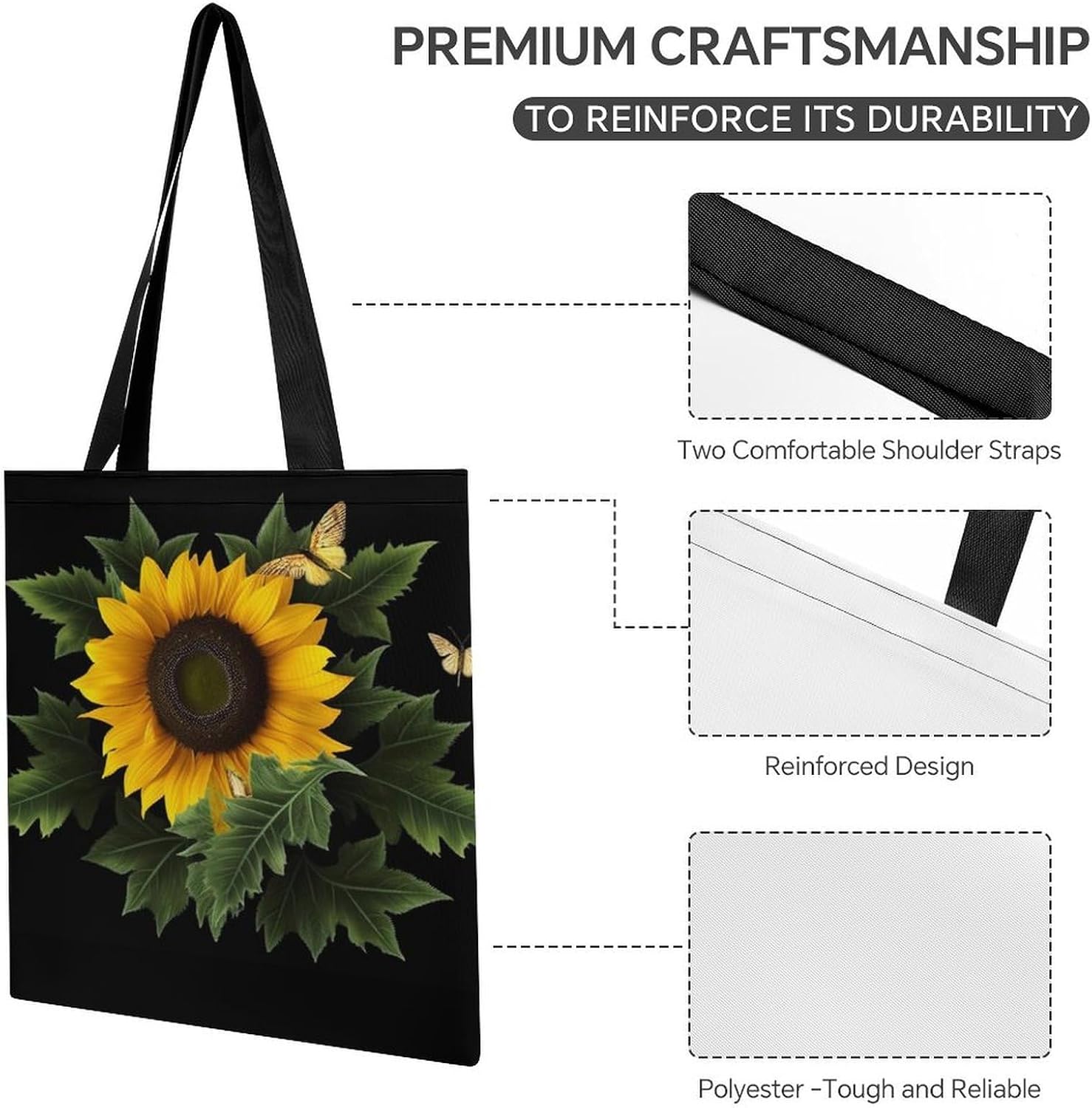 Weed with Sunflower Tote Bag Large Treat Bags for Women Men image 5