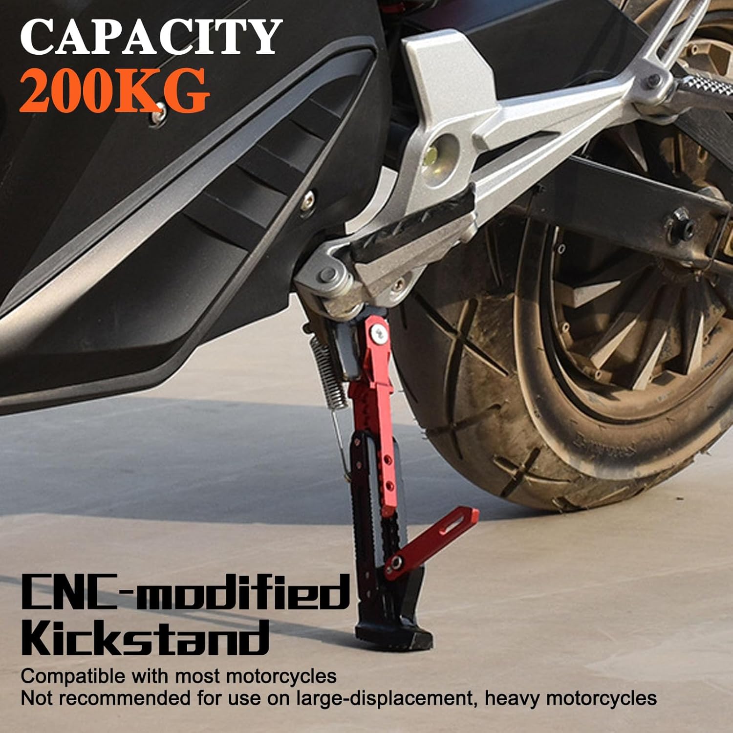 Motorcycle Kickstand for Harley Davidson Sportster 1200 1988-2022, Non Slip Height Adjustable Side Stand, Stable Parking Foot Support, Durable Aluminum Stand with Spring Lock,A Black