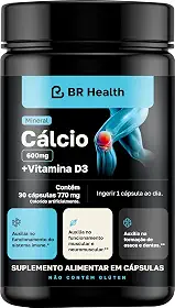 BR Health - Cálcio 600mg + Vitamina D3-30 Cápsulas de 770mg - Ossos e Músculos