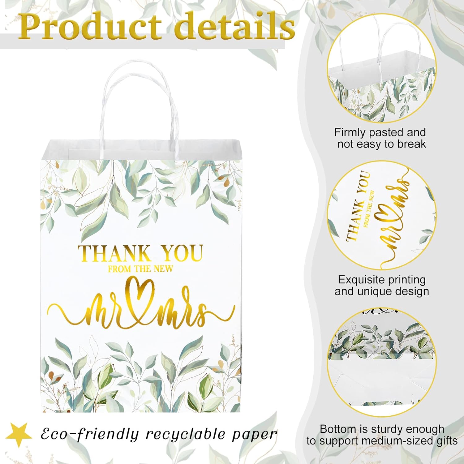 Panelee 24 Pcs Wedding Welcome Bags Bulk with Handles, Thank You Gift Bags for Guests Wedding Bridal Shower Gifts Favors, 8 x 4 x 10 Inch - Image 3