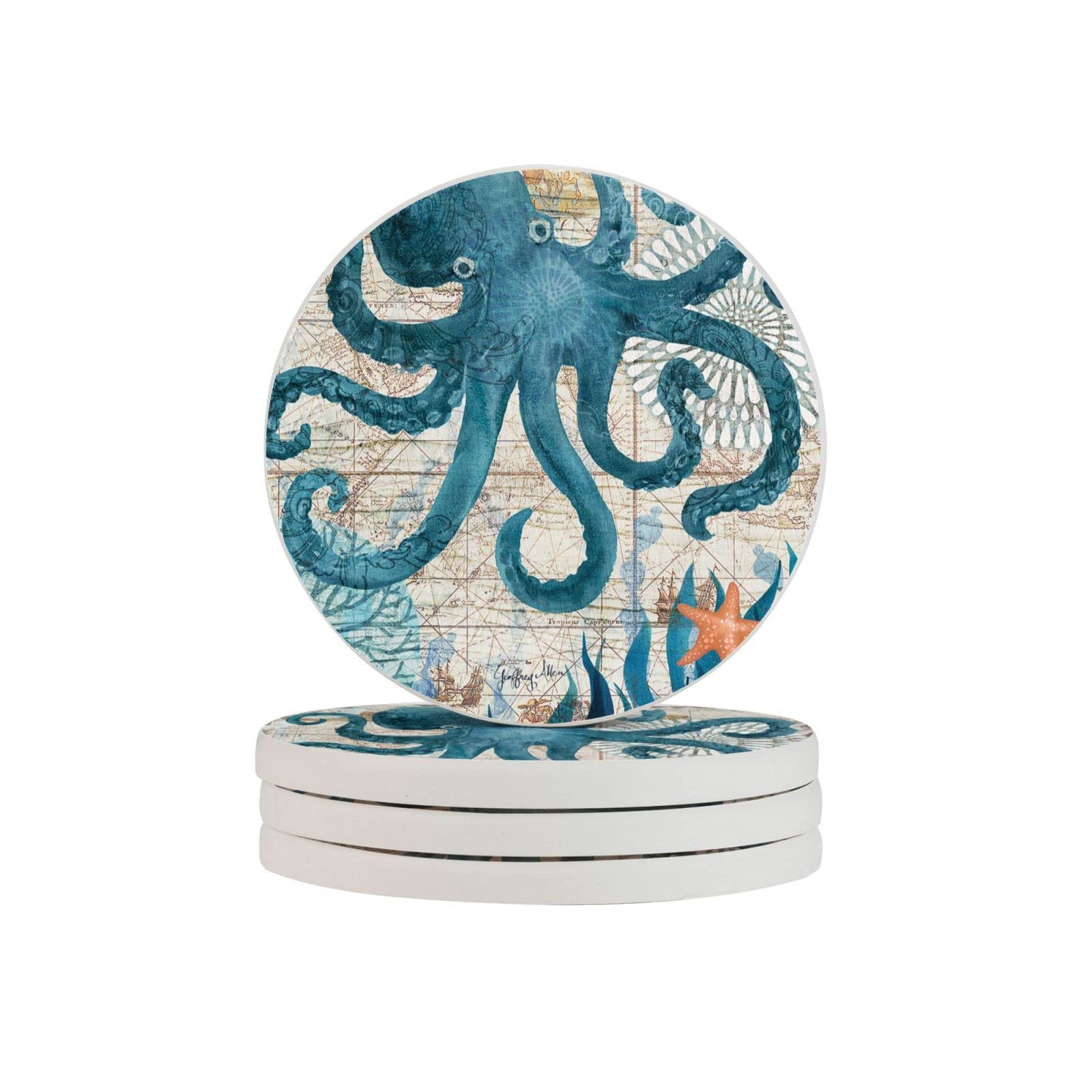 Dessous de verre en diatomite Green Octopus pour eliminer l'eau stagnante du lavabo