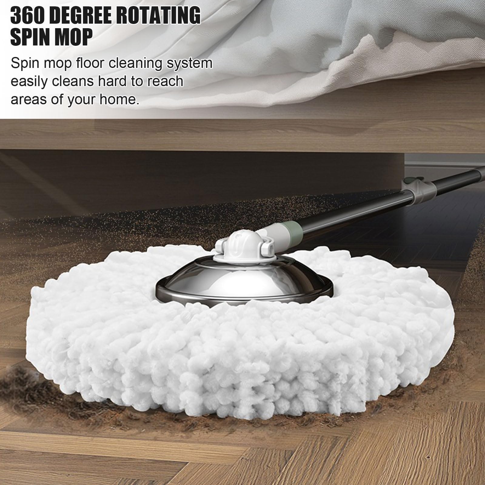 Juego de fregona y Cubo con escurridor, Fregona de Microfibra giratoria de 360° y Cubo Interior Desmontable, Fácil de Mover con Ruedas para Limpieza de Pisos del hogar