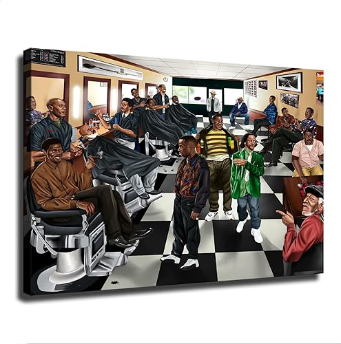 SnOwky Póster de The Black Male Comedians Just Hanging Out In The Barbershop, pintura decorativa, lienzo, arte de pared, sala de estar, póster de