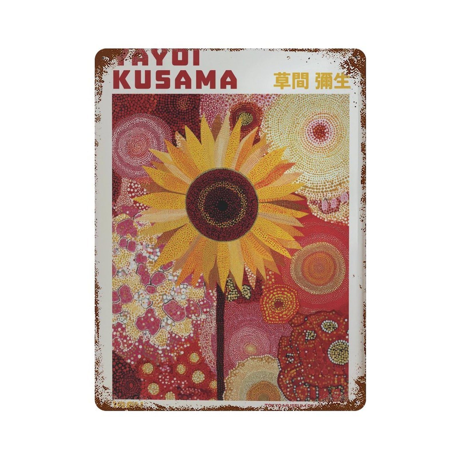 xiaoxiaoshen Yayoi Kusama Sunflower Wall Decor Art Metal Tin Poster Modern Home Decor Art Home Bar Shop Decorations Vintage Sign 40x30cm
