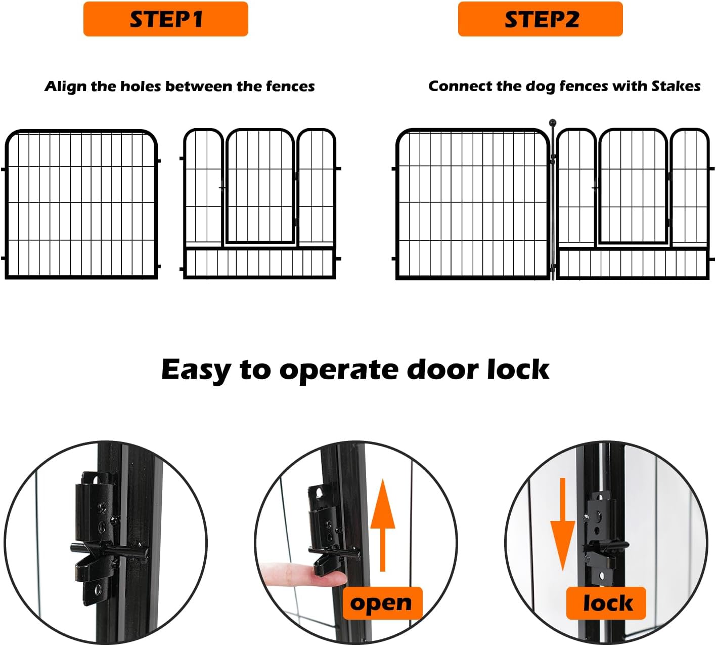 fowick 32" H x 32" W Dog Playpen 10 Panels, Black Metal Puppy Exercise Pen for Indoors & Outdoors, Foldable Animal Barrier Fence, Portable Pet Play Pen for Small Dogs & Rabbits, No Dig Fence