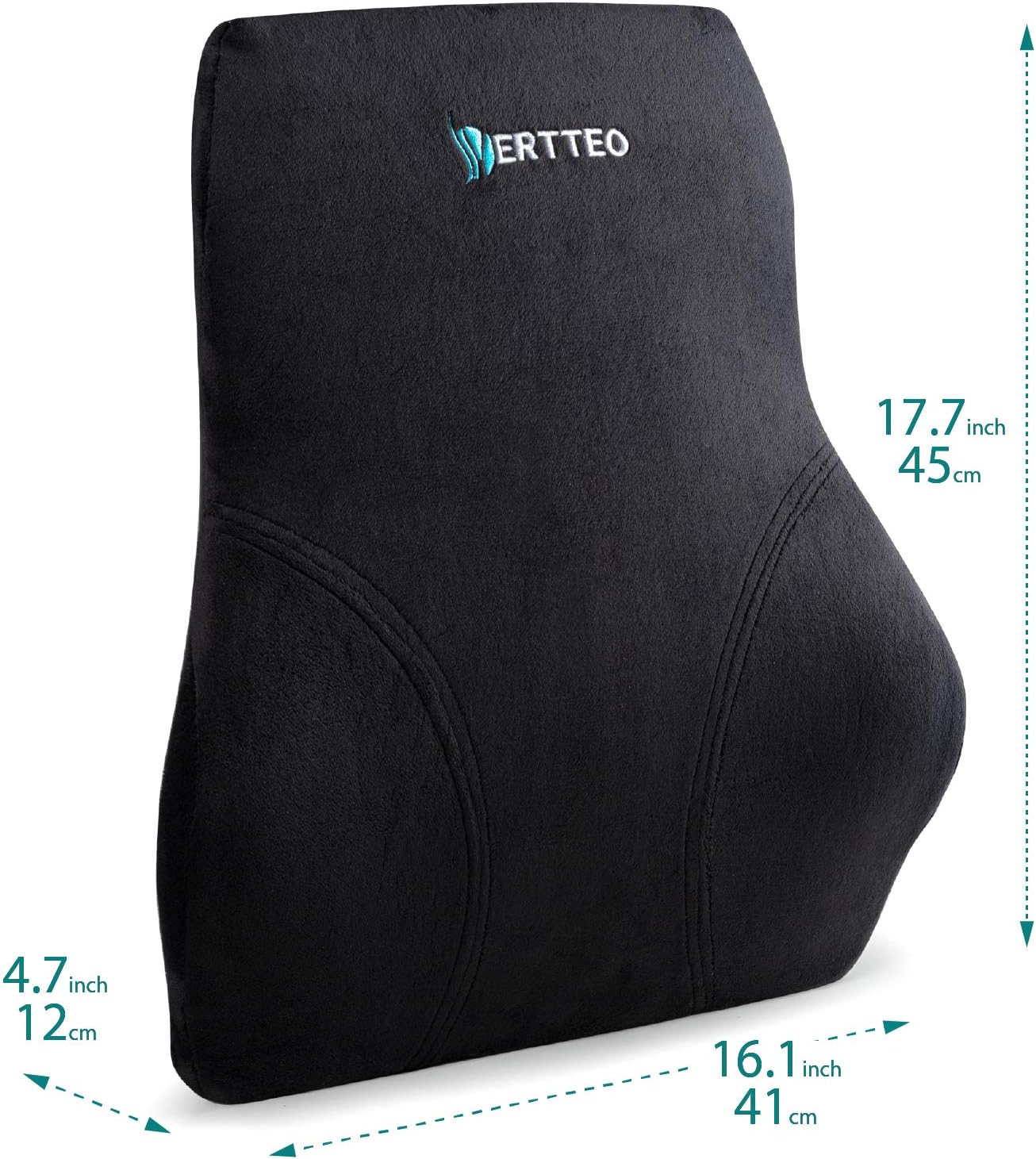 Full Lumbar Black Support by Vertteo - Premium Entire High Back Pillow for Office Desk Chair and Car Seat - Ergonomic Comfortable Memory Foam Cushion Relieves Couch Sofa Reading Lower Sciatica Pain : Home & Kitchen