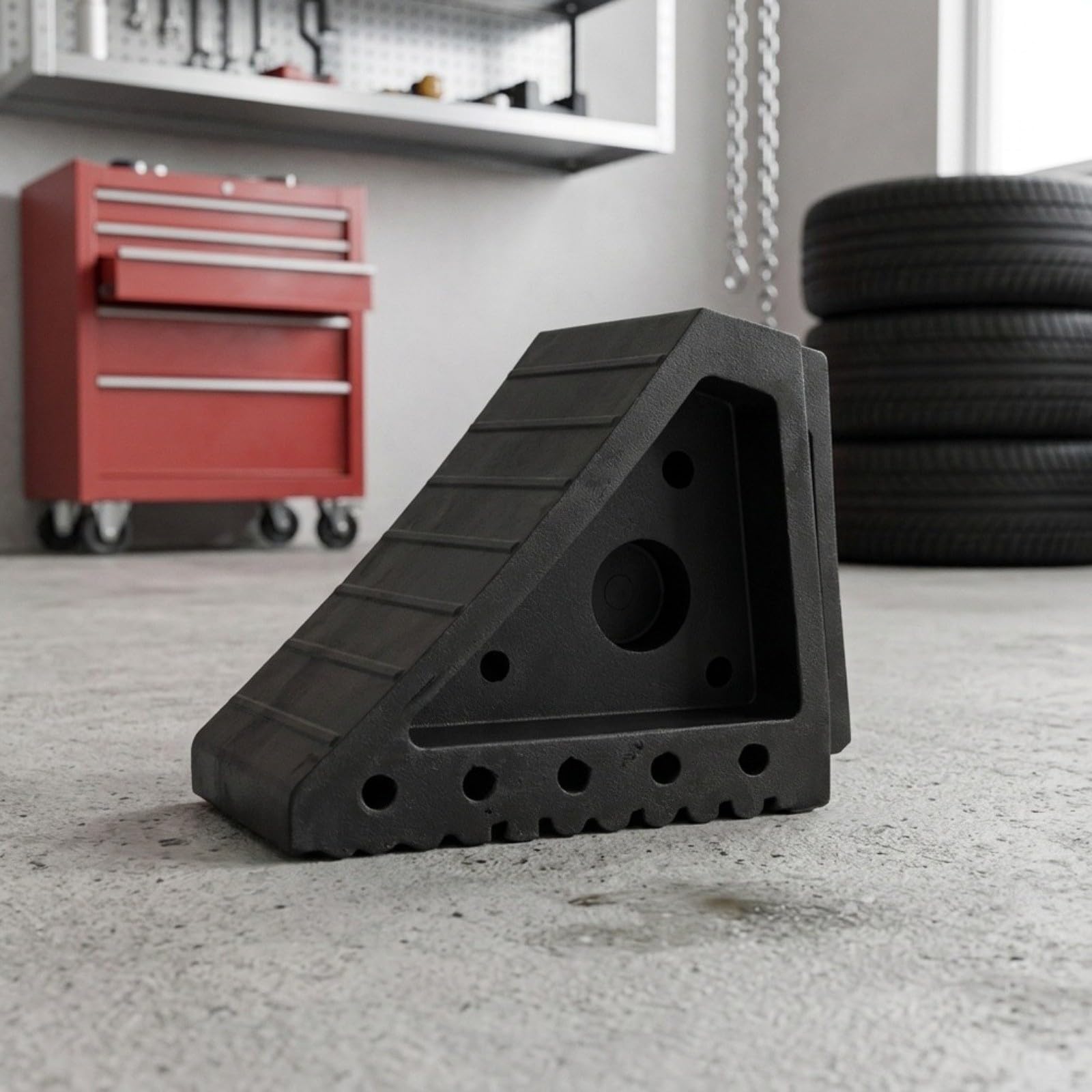 Unterlegkeile aus Vollgummi, strukturiert, rutschfest, Parkstopper, mit reflektierender Markierung, für Auto und LKW, 2 Stück