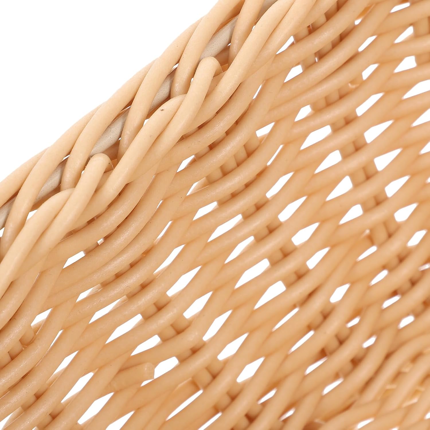 Oval Woven Bread Basket Small Imitation Rattan Handwoven Fruit and Snack Storage Basket for Home Kitchen Tabletop Serving, Beige Oval Bread Container for Daily Use