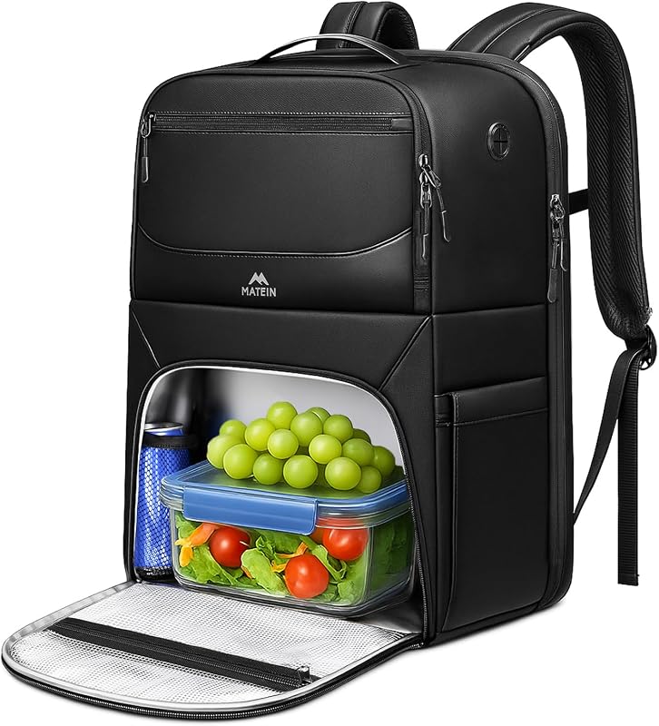 Lunch Backpack for Men, Waterproof Meal Prep Work Backpack Cooler | Chest Strap, Insulated Lunch Compartment, Work Bag, Fit 17 Inch Laptop, Back Pack Lunchbox, Large, TSA, Office Commute