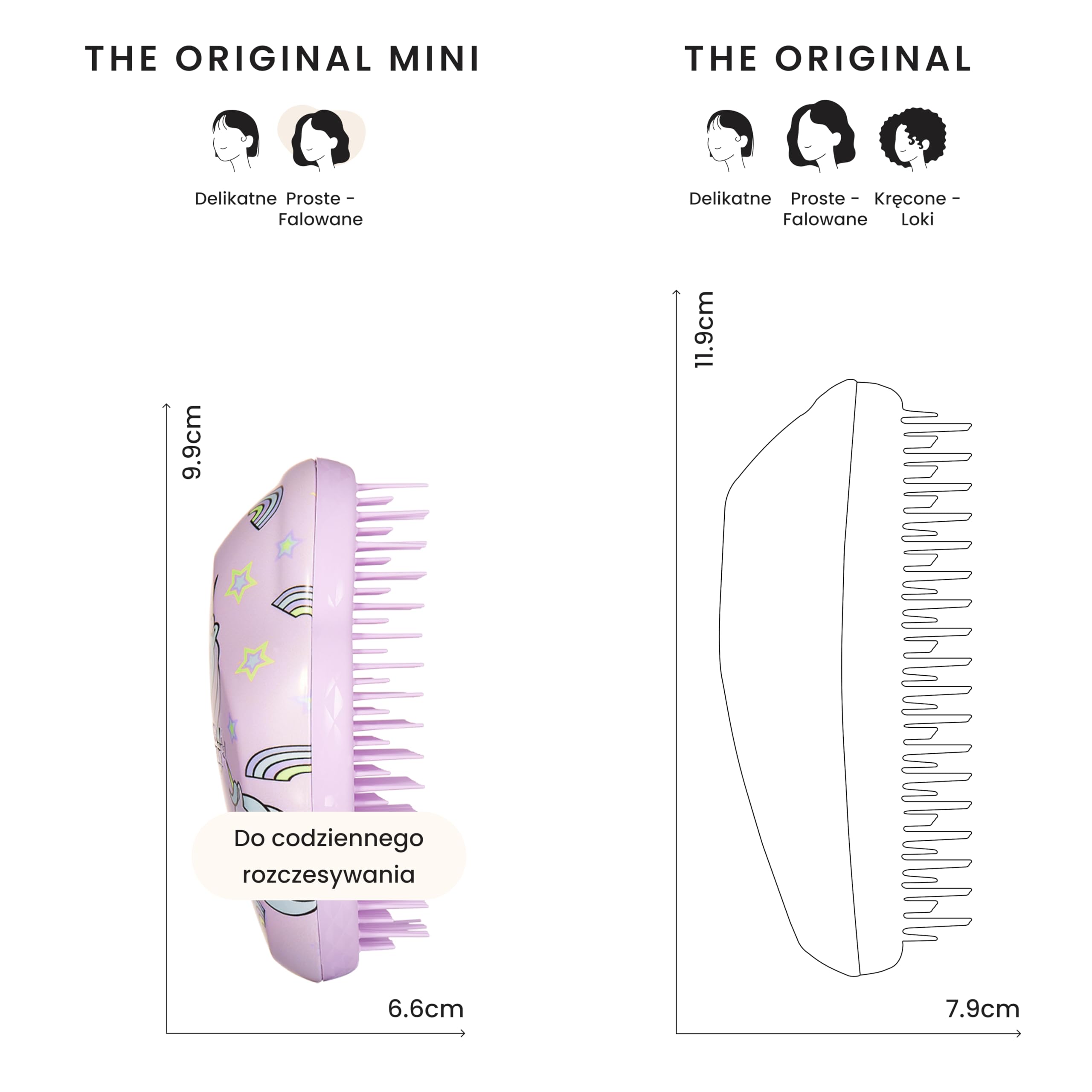 Tangle Teezer Mini Original - do włosów mokrych i suchych - szczotka do rozczesywania do wszystkich rodzajów włosów - idealna szczotka dla dzieci i w podróży - Magia jednorożców