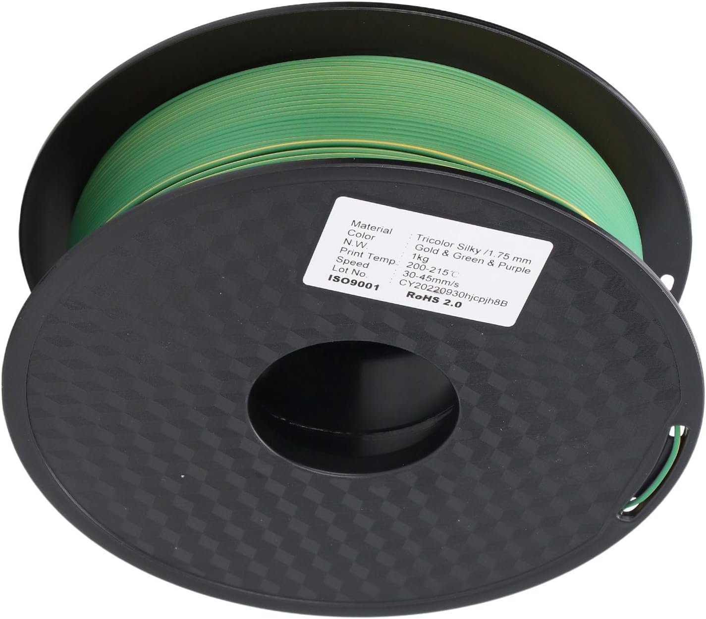 Triple Color PLA Filament: Gold, Green, Purple Silk for 3D Printing, Ensured Durability, Eco Friendly, Strong Toughness, Smooth Printing