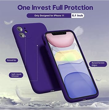 Apple iPhone 11 Kılıf 6.1 ile Uyumlu, Uruchi İnce Sıvı Silikon 3 Katmanlı Tam Kaplamalı Yumuşak Jel Kauçuk Kılıf Kapak 6.1 inç, Kuzey Mavisi