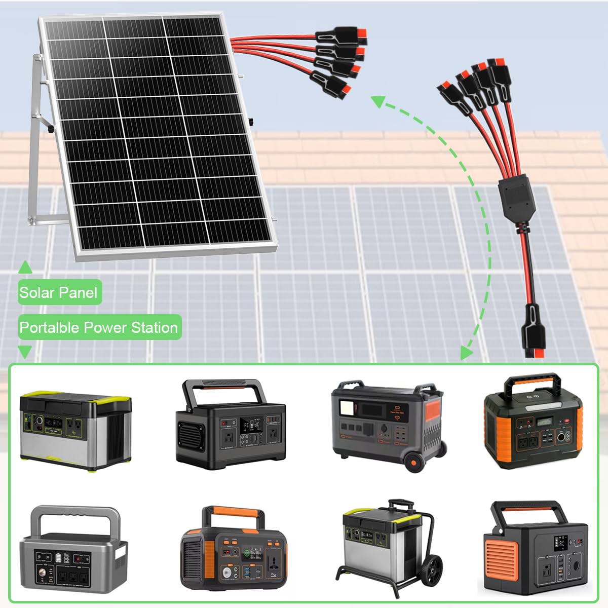 do Anderson Y Złącze kabla rozdzielacza 1 do 4 45 A Panel słoneczny Przedłużacz do ładowarki do GZ Jackery Power Pole Port RV Solar Elektrownia Elektrownia