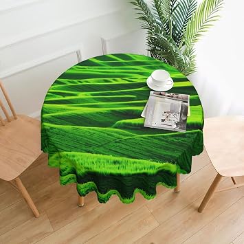 Round Tablecloth with Verdant Vistas Print - Reusable Table Cloths Elegant Waterproof Dining Cloth for Parties, Weddings, and Holiday Dinners 60 Inch