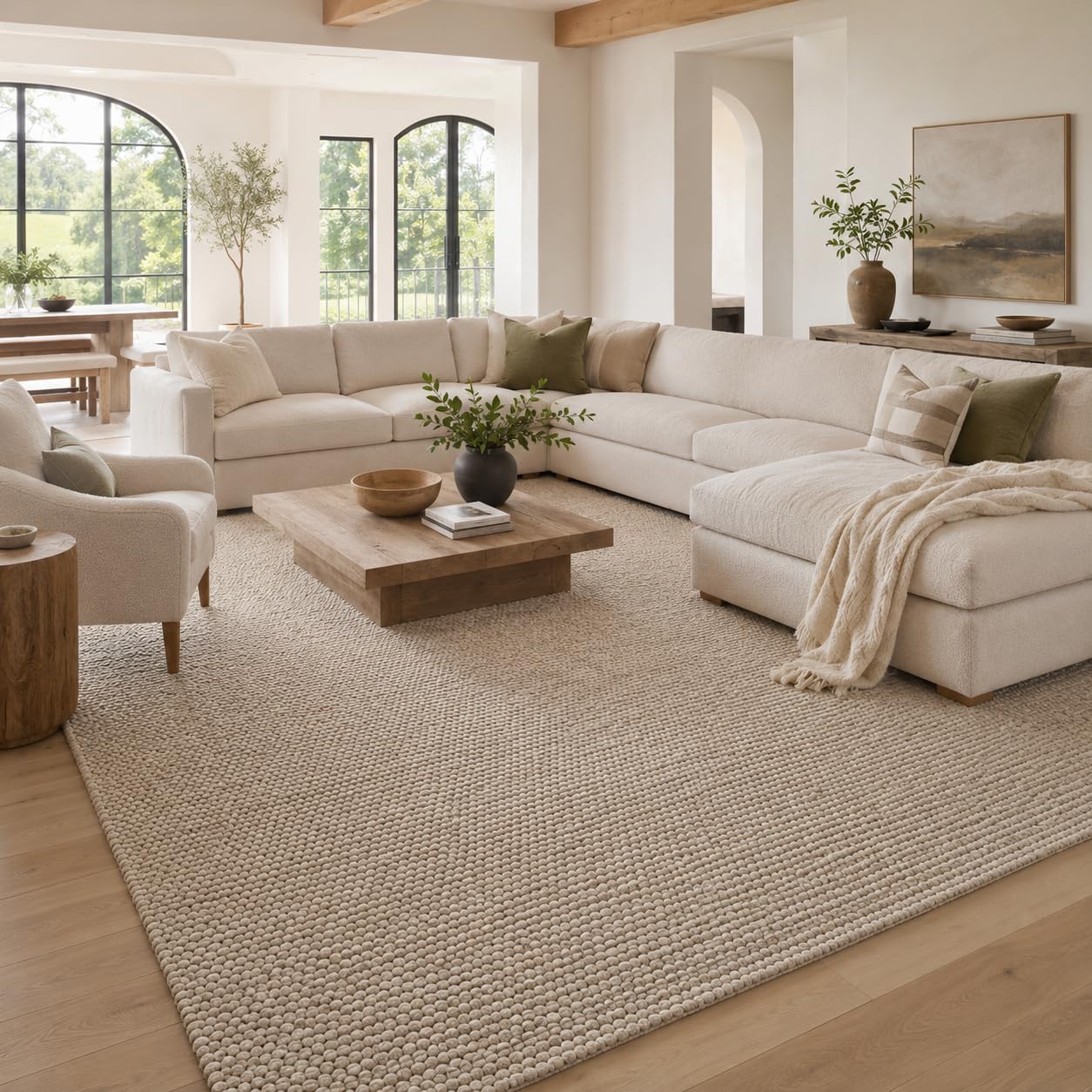 Amazon.com: S & L Homes 100% Wool Hand Woven Chunky Knit Popcorn