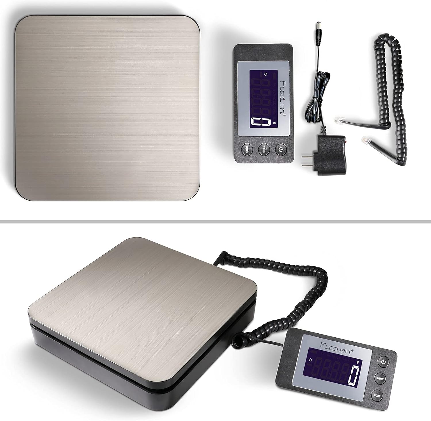 Fuzion Digital Shipping Scale 88lb × 0.1oz, Durable Stainless Steel Postal Scale with Tare, 4 Weighing Modes, Shipping Scale for Packages, Postage Package Scale with AC Adapter