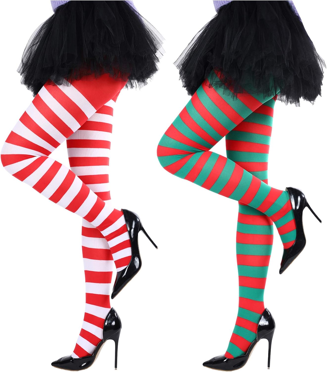 Blulu Christmas Women Striped Tights Socks over Knee High Socks Xmas Long Stripe Stocking for Christmas Adult Costume(Color Set 2) - Image 7