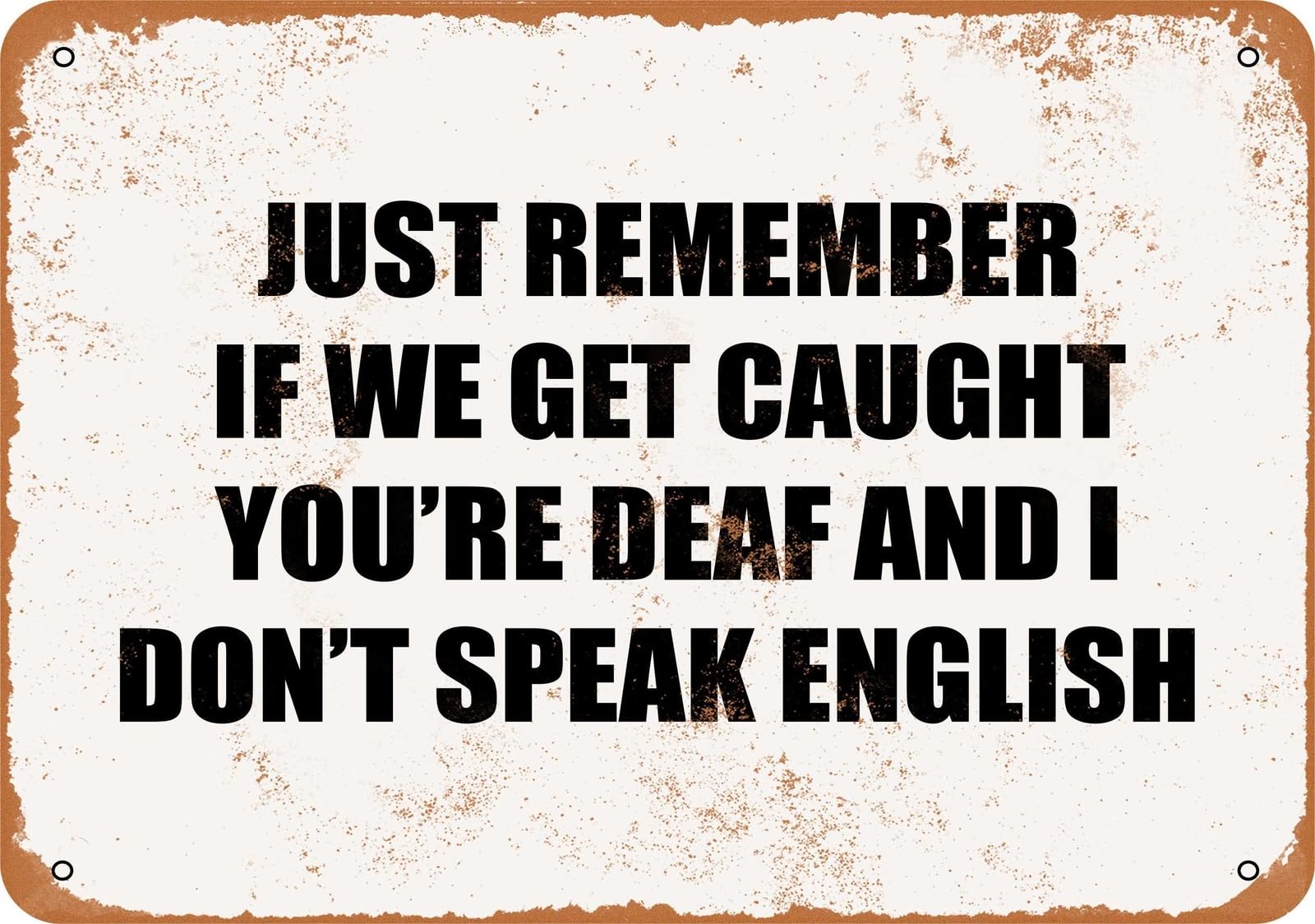 Miaomansenstore Metal Sign - If We Get Caught You're Deaf And I Don't Speak English Home Decor