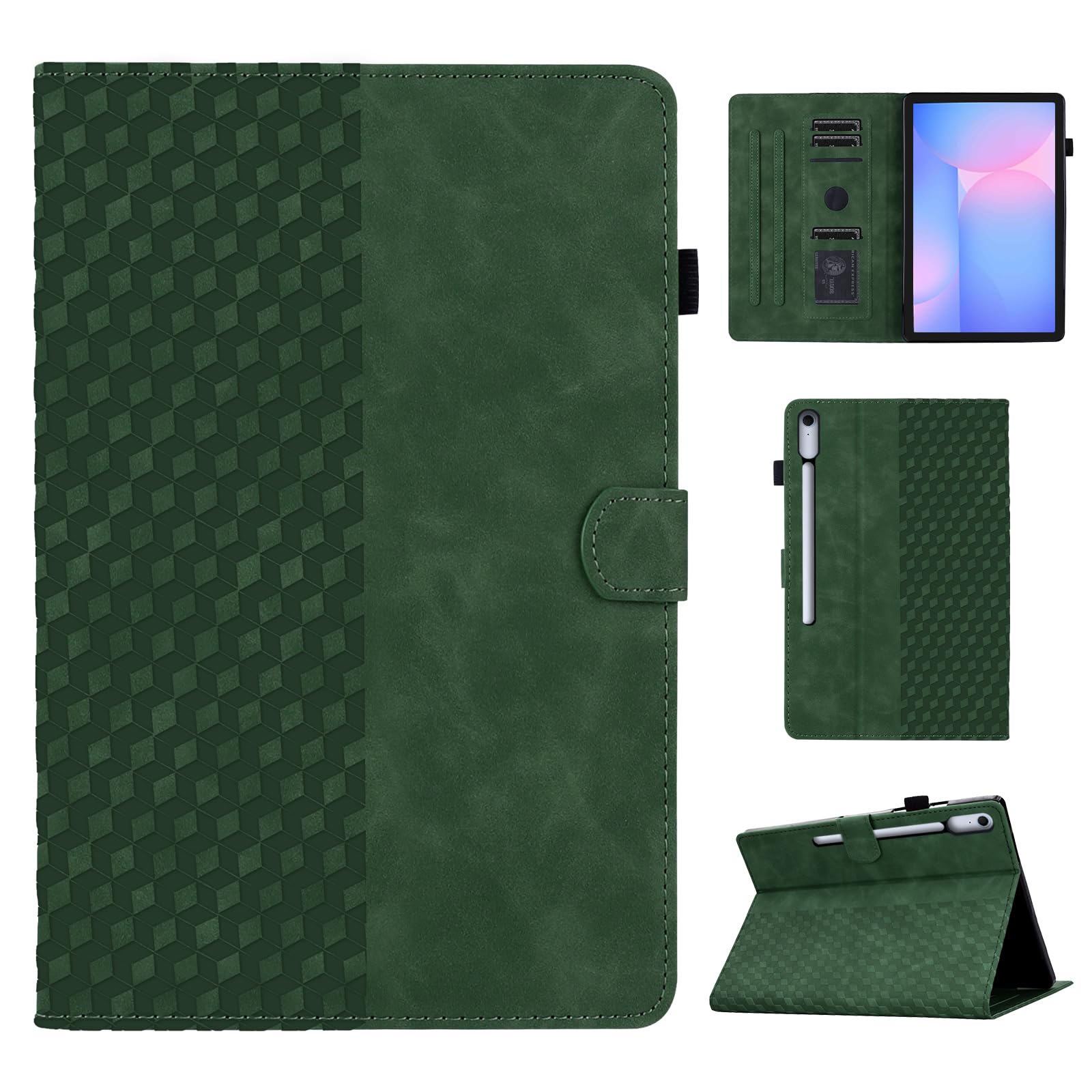 CASAFUNY Hülle für Samsung Galaxy Tab S10 FE+ 13,1 Zoll 2025,Grün | PU Leder,Multi-Winkel,Ständer,S Pen Halter,Schützhülle für Galaxy Tab S10 FE Plus Tablet