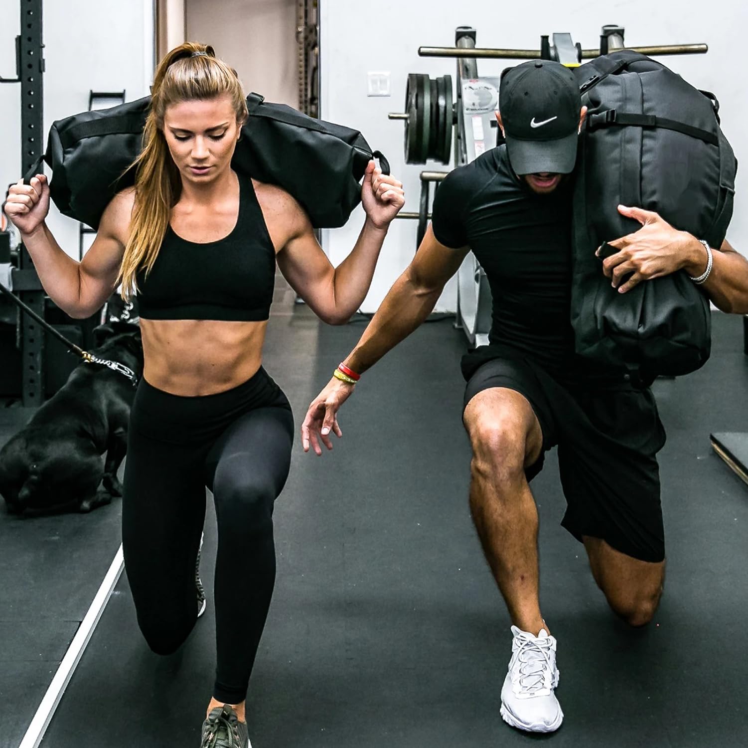 Taeku Gewichtssack für Fitness, Verstellbar Power Bag mit 6 Griffen Krafttraining Sandsäcke Workout Gewichte Sandbag für Functional Training (Gelb