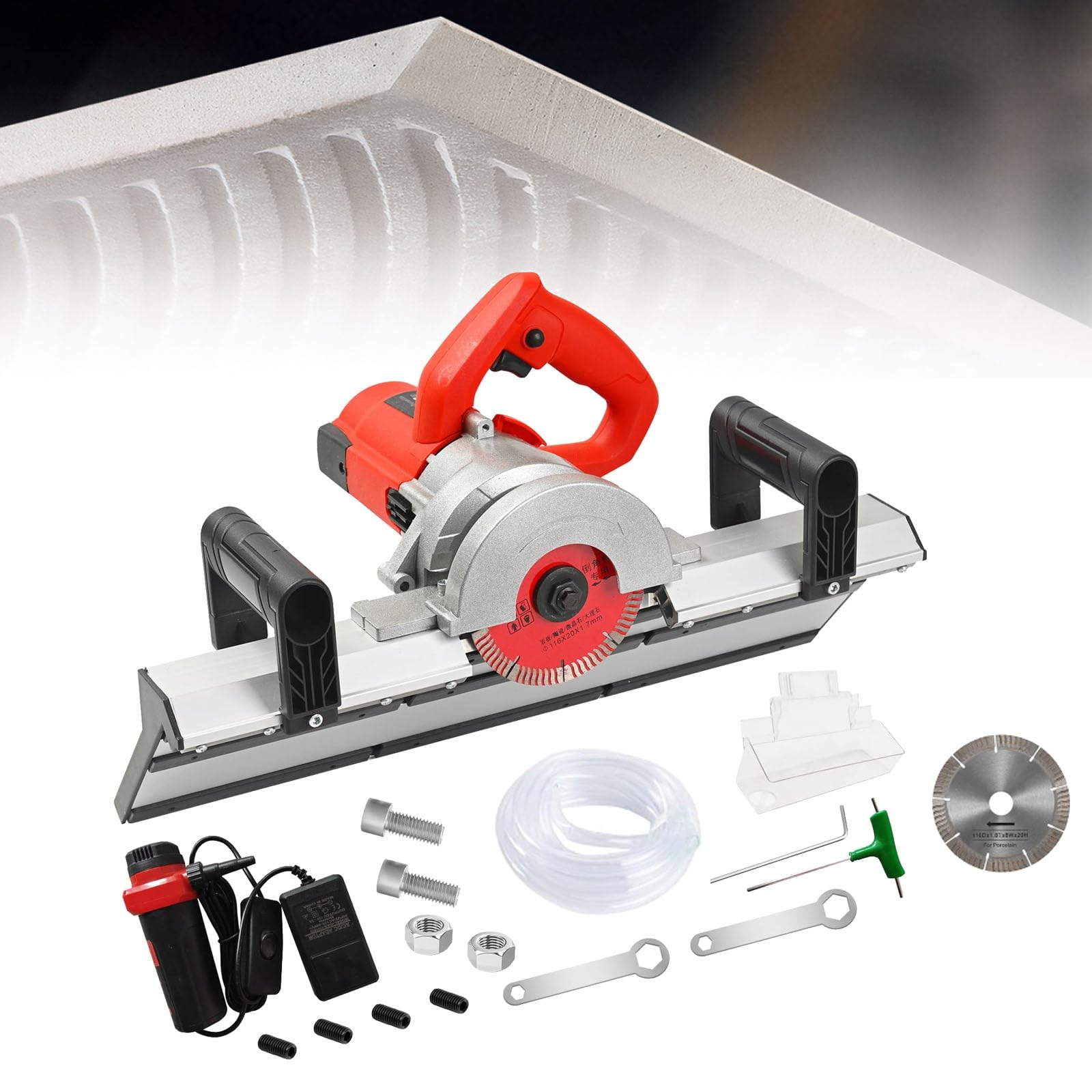 Cortadora angular eléctrica de 1200 W, biseladora de azulejos de 43° for azulejos de cerámica y porcelana, con 2 hojas de sierra, 13000 rpm.