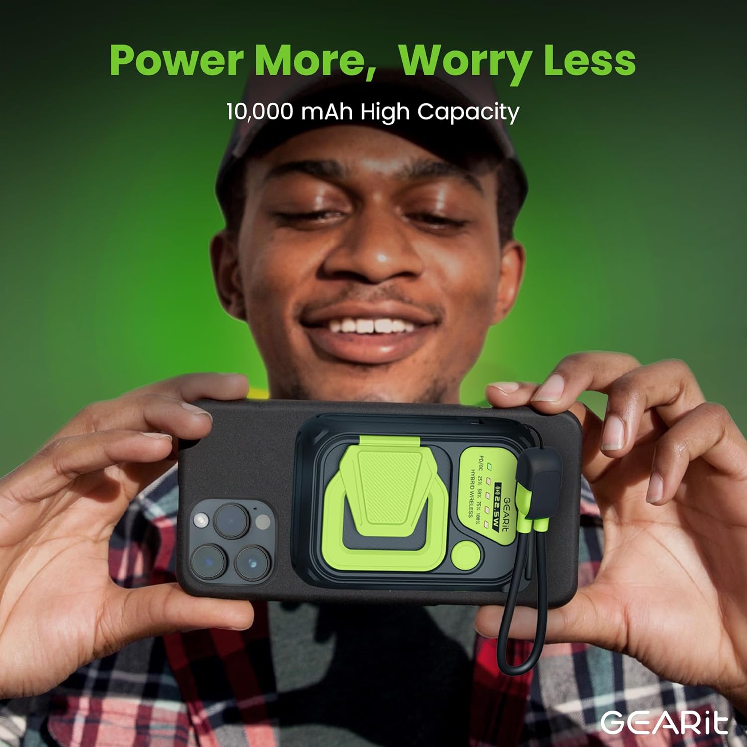 GEARit 3 in 1 10000mAh Magnetic Power Bank - Wireless Battery Pack with USB-C & Lightning Cables Fast Charging Portable Charger Compatible with MagSafe, Apple iPhone 15, 16, Pro, Max & Other Devices