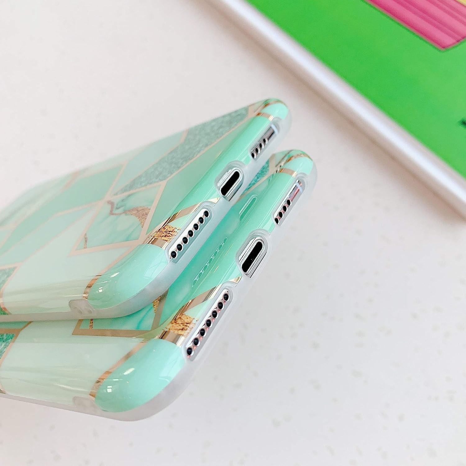 Cocomii Marble iPhone XR Case - Geometric Marble - Slim - Lightweight - Glossy - Shiny Reflective Streaks - Minimalist Luxury Aesthetic Cover Compatible with Apple iPhone XR 6.1" (Green/Glitter)