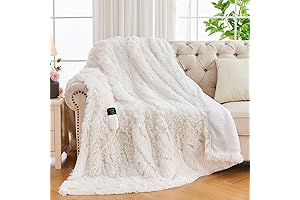 Heated Electric Blanket Faux Fur White 50"x60"
