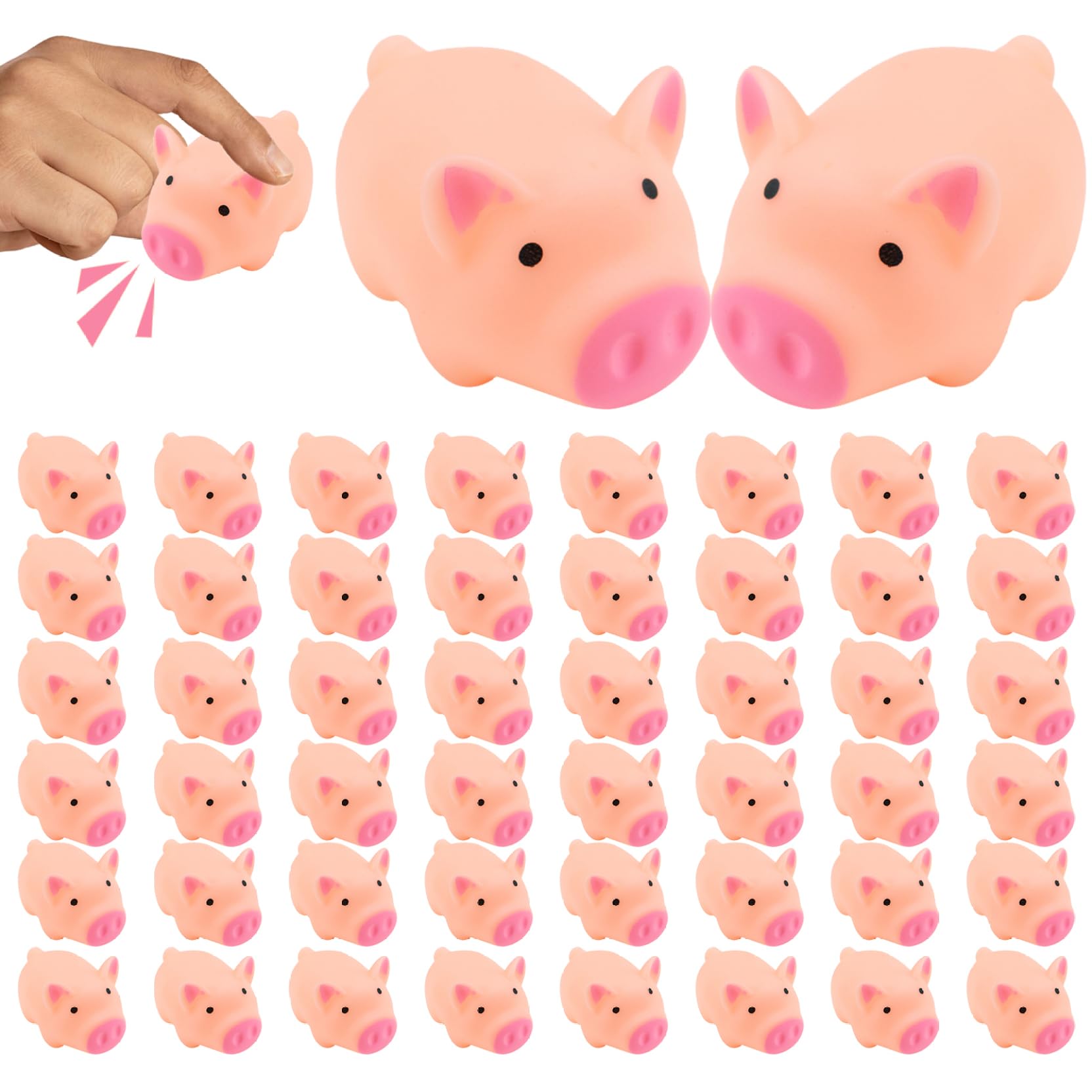 Yeaxxsqy Mini Pigs 50 Pcs Rubber Pigs Bath Toy – Float Squeak Piggy Baby Bathtub Toys for Halloween Christmas Farm Animal Party Favor Style2, Plastic