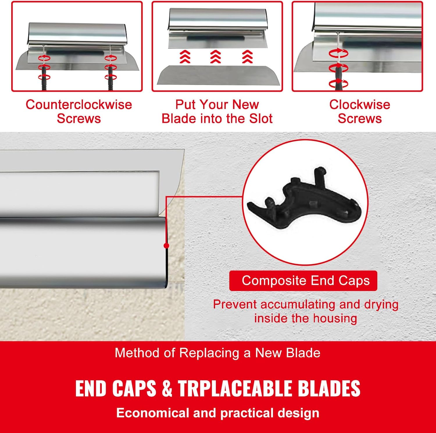 Happybuy 32-inch Skimming Blade. European Stainless Steel Construction. Aluminum Blade Smoothing Knife for Gyprock, Drywall & Wall-Board