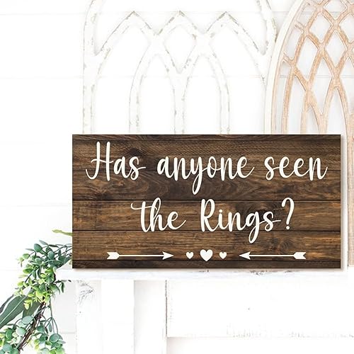 Miniatura 5 de Letrero de boda rústico con texto en inglés Has Anyone Seen The Rings (Has Anyone Seen The Rings) para boda, letrero de boda, letrero de boda,