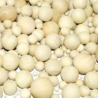 250Pcs Wooden Balls,Round Natural Craft Spheres in 7 Assorted Sizes,Small Wooden Ornaments for DIY Projects,Jewelry Making & Arts and Crafts Decor