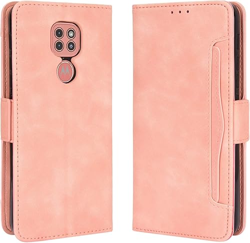 Miniatura 2 de QiongNi Funda para Motorola Moto E7 Plus, Funda para Motorola Moto E7 Plus XT2081-1 XT2081-2 Funda Flip Pu Leather Cover Rosa