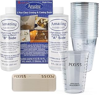 Amazing Clear Cast Epoxy Resin Kit by Alumilite - Deep Pour With 20x Disposable Plastic Mixing Cups and Pixiss Mixing Sticks Bundle
