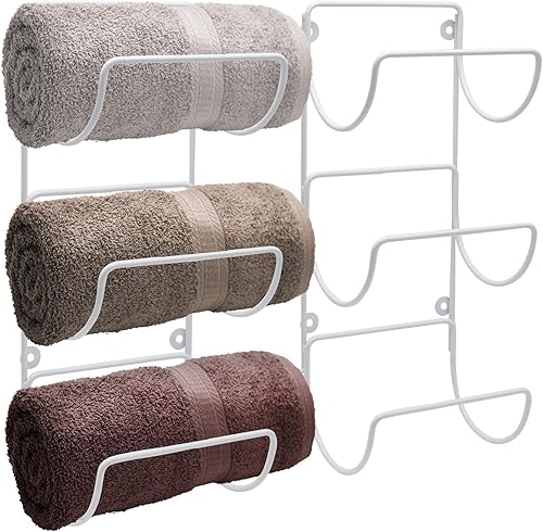 Sorbus Toallero para pared de baño, 6 niveles para colgar toallas de baño, toallas de baño, ropa de cama, estantes blancos para baño, spa, salón,