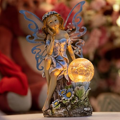 Miniatura 6 de Decoración de hadas de jardín, estatuas solares para exteriores, accesorios de jardín de hadas, figura de hadas para regalos exteriores, adornos de