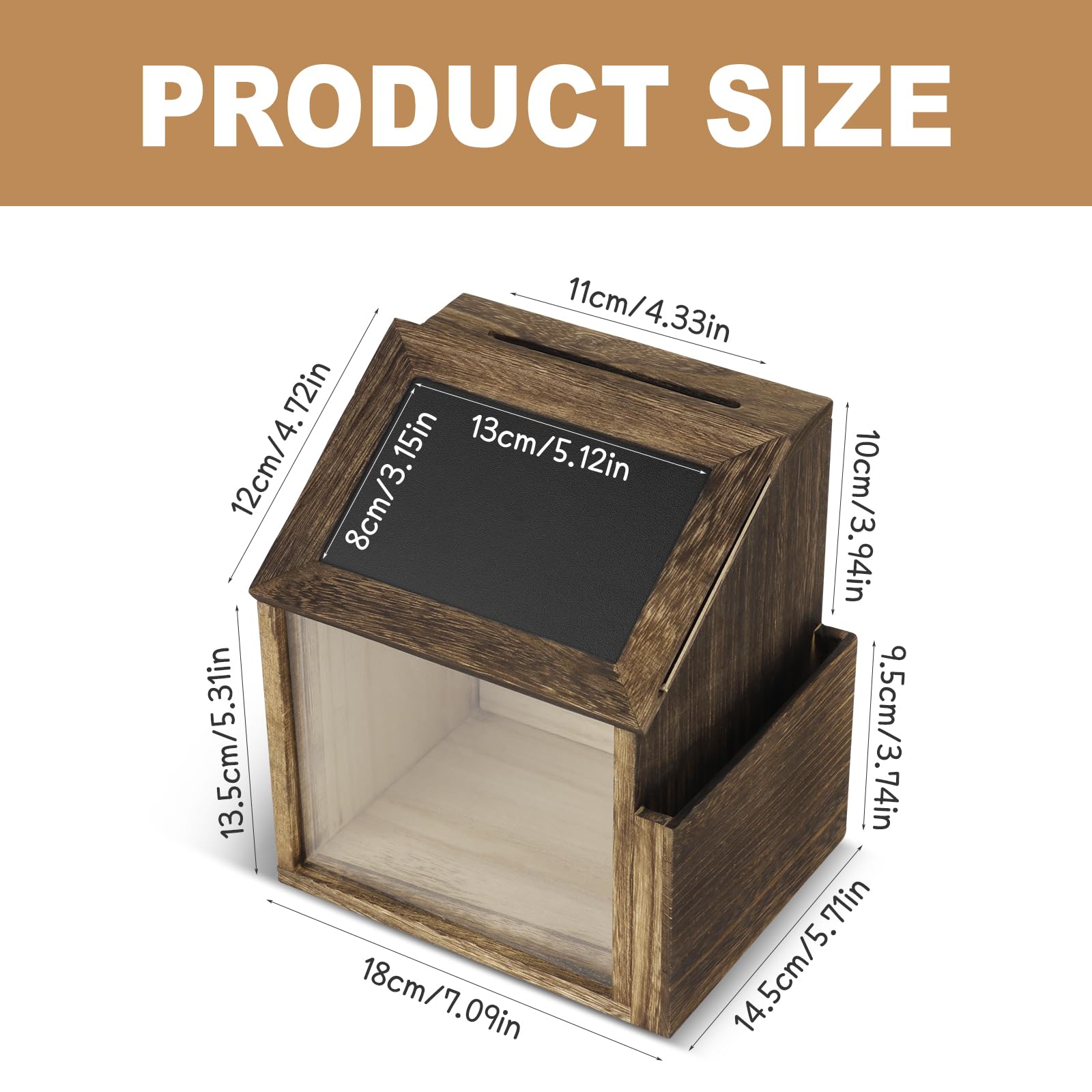 Boîte à Dons En Pin Avec Serrure - Urne De Vote Et Suggestion Avec Tableau Craie - Idéale Pour Restaurants, Entreprises Et Événements