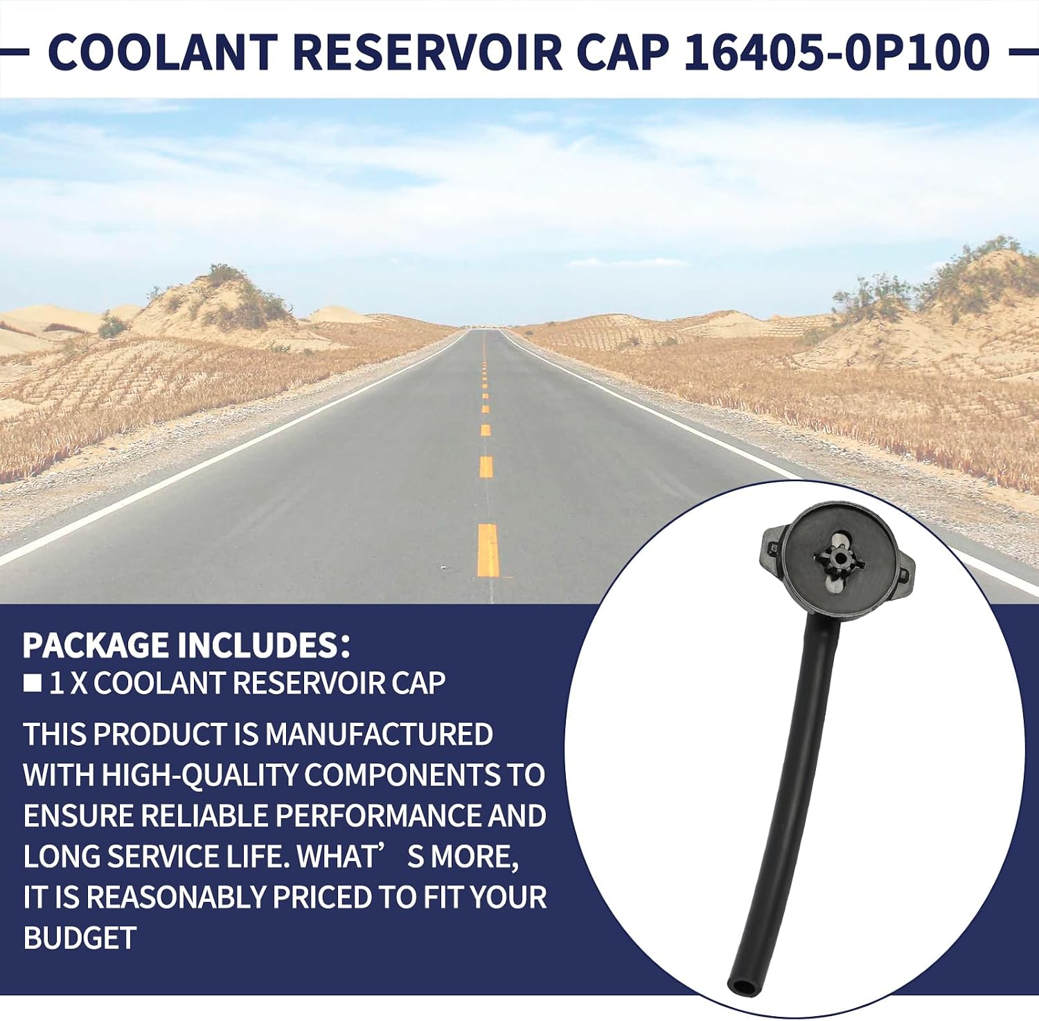 Coolant Reservoir Cap 16405-0P100 - Fit for Toyota Sequoia 2008-2022, Tundra 2007-2021 - Durable Coolant Overflow Reservoir Cap 16405-0P100