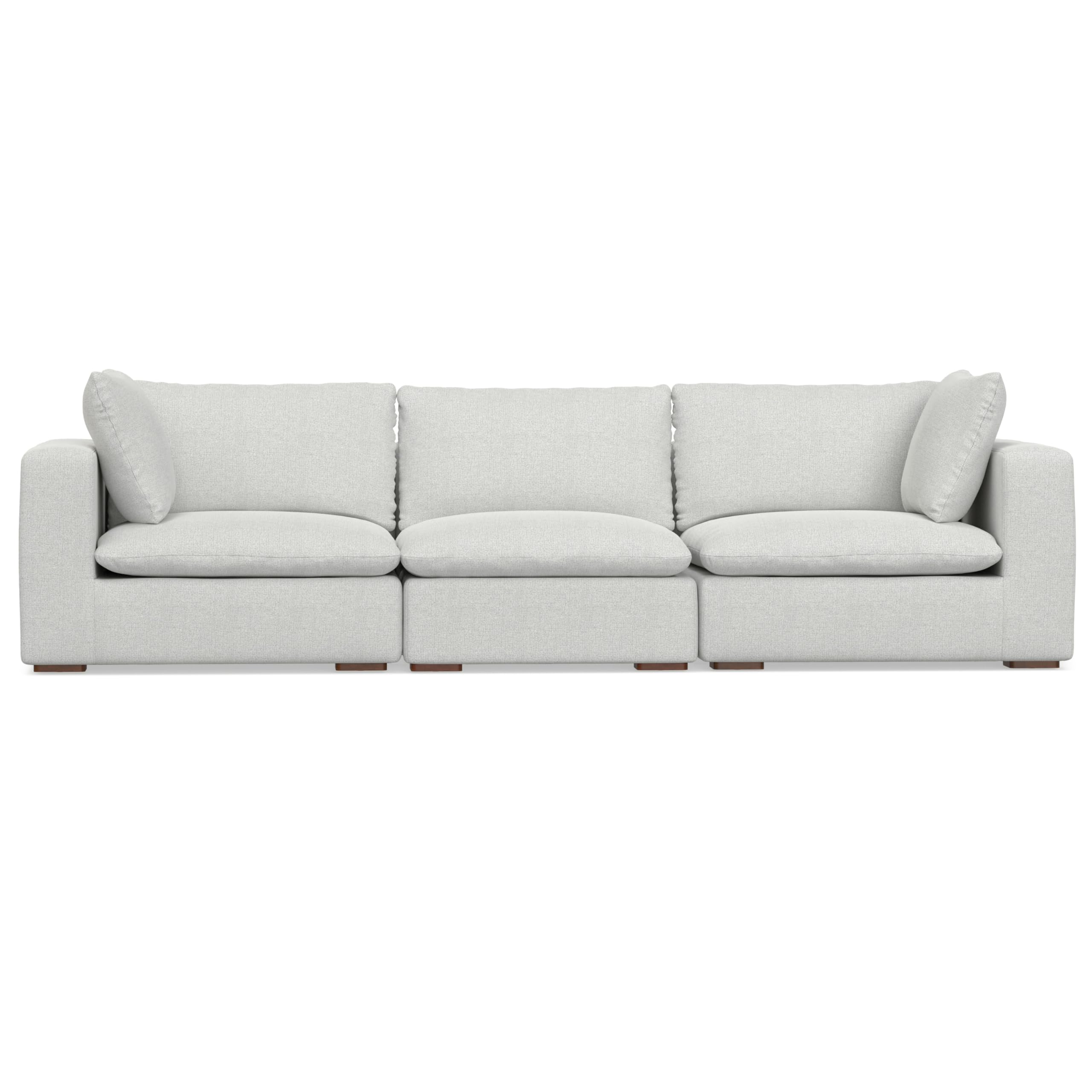 SIMPLIHOMEJasmine 3-Seater Modular Sofa in Velvety Chenille Polyester-Blend Performance Fabric, Cloud Grey, 125-inches Wide, Handcrafted Contemporary-Style Couch for Living Room