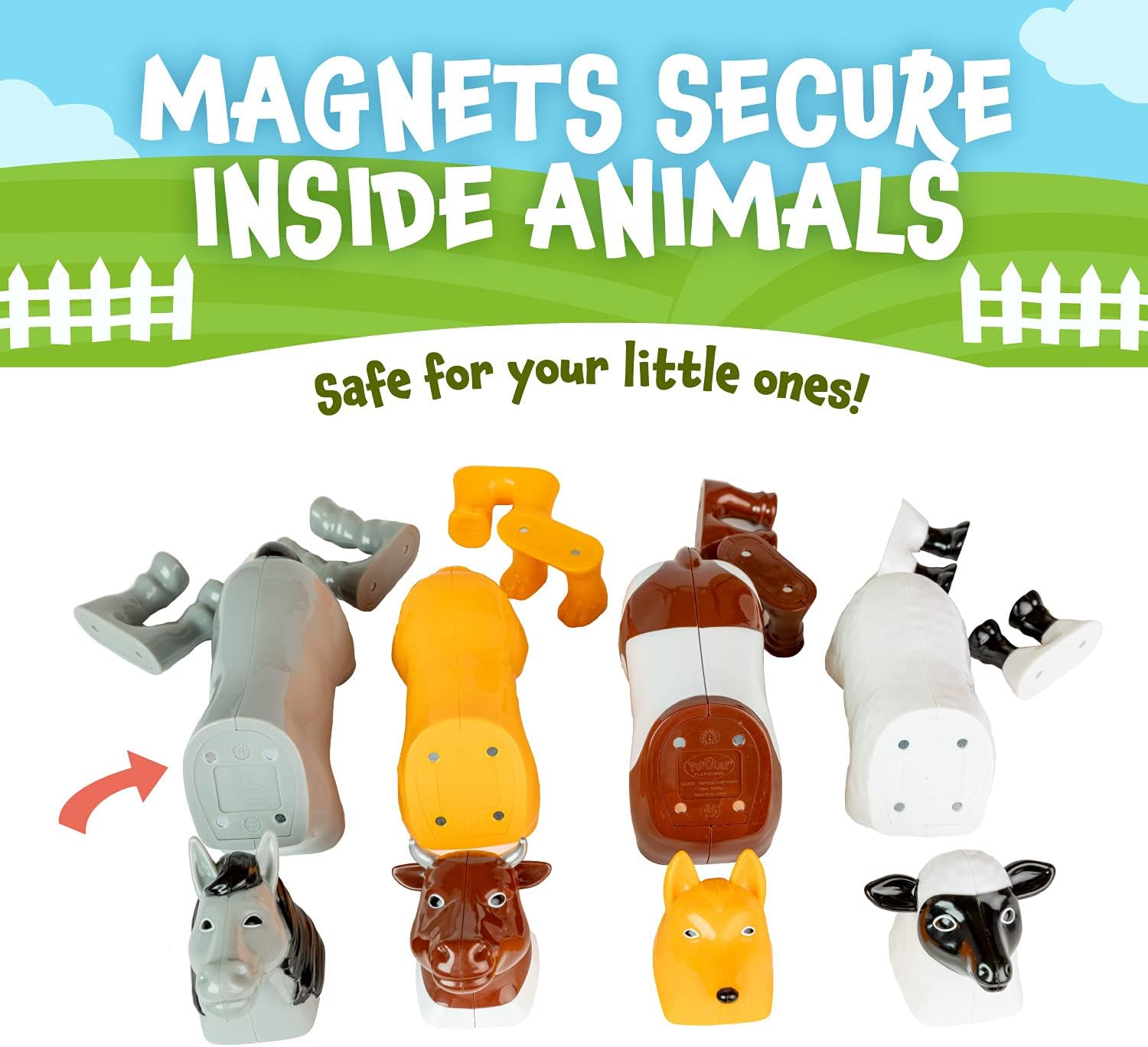 POPULAR PLAYTHINGS Magnetic Animals for Toddlers 1-3, Mix or Match Animal Toys, Set of 4 Gift for Kids - Farm Animals - Image 5