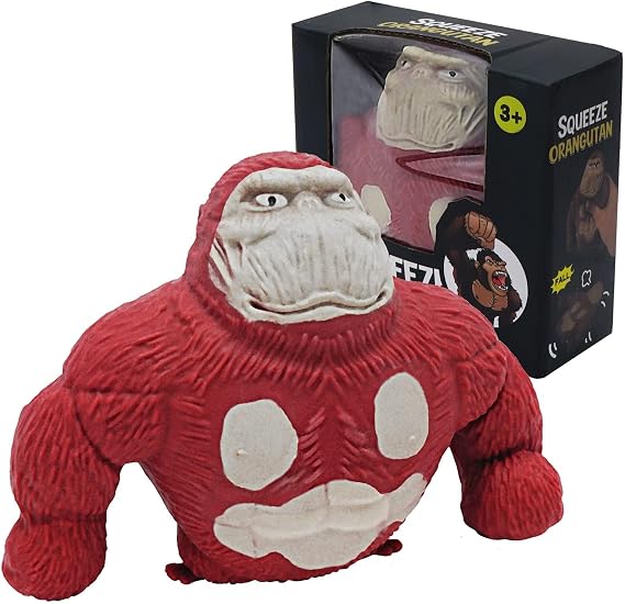 Funny Red Monkey Toy, Squeeze Gorilla Toy, Stretchy and Squishy Monkey Toy ,Animal Figure Toys for Kids and Adults, Sensory Stress Relief Toy for Children and Adults