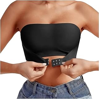 Soutien-Gorge Bandeau Femme sans Bretelles Soutien Gorge Anti-Dérapant Fermeture Devant Réglable Bra sans Armatures Push Up Invisible Brassière Tube pour Épaules Nues