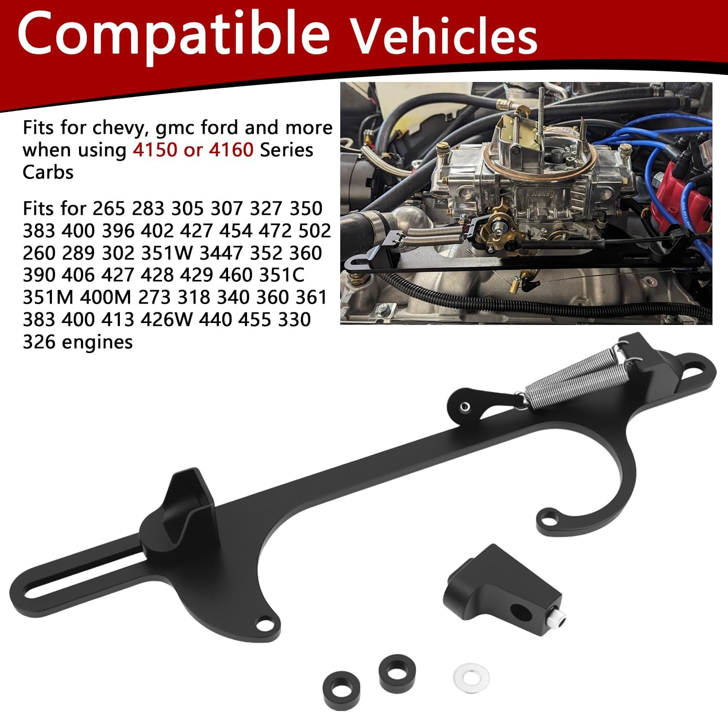 Throttle Cable Bracket for 4150 4160 Series Carburetor Throttle Mounting Bracket Adjustable Aluminum Throttle Bracket (Black)