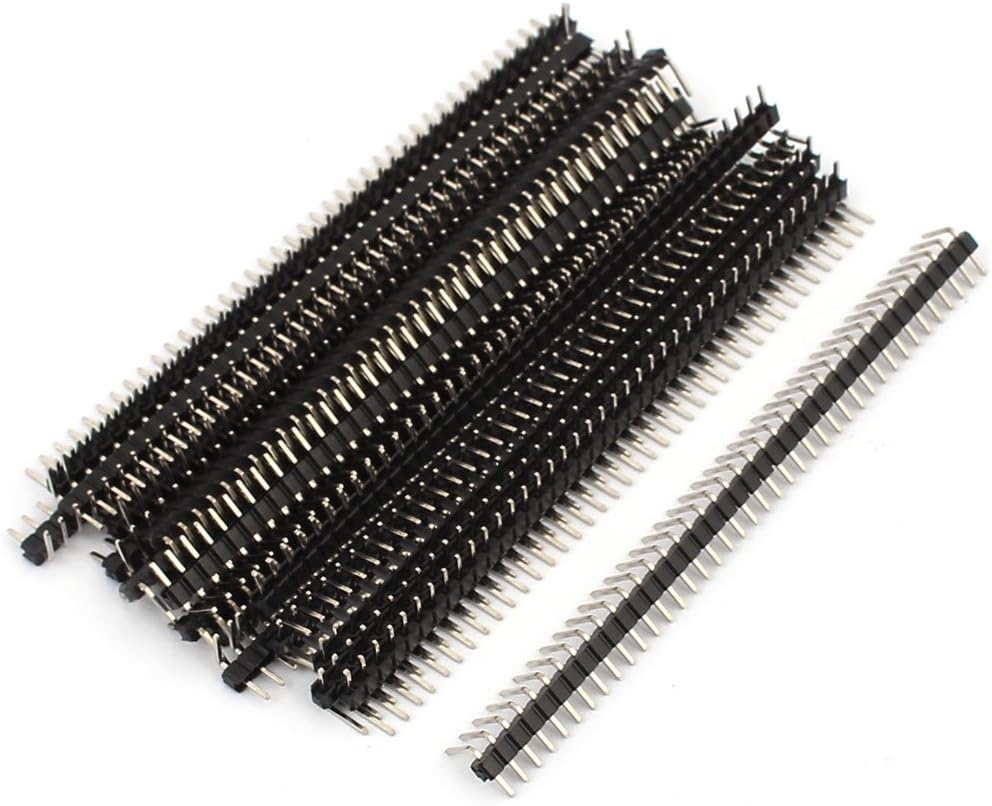 sourcing map 18 STK rechten Winkel 40 Pin 2,54 mm Einreihige Stiftleiste Strip PCB-Steckverbinder DE de